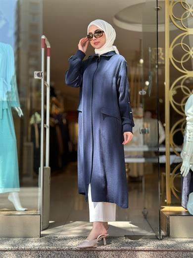 Kol Ve Sırt Aksesuarlı Kap - Lacivert