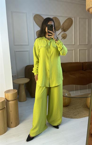 Taş Aksesuarlı Naturel Takım - Asit