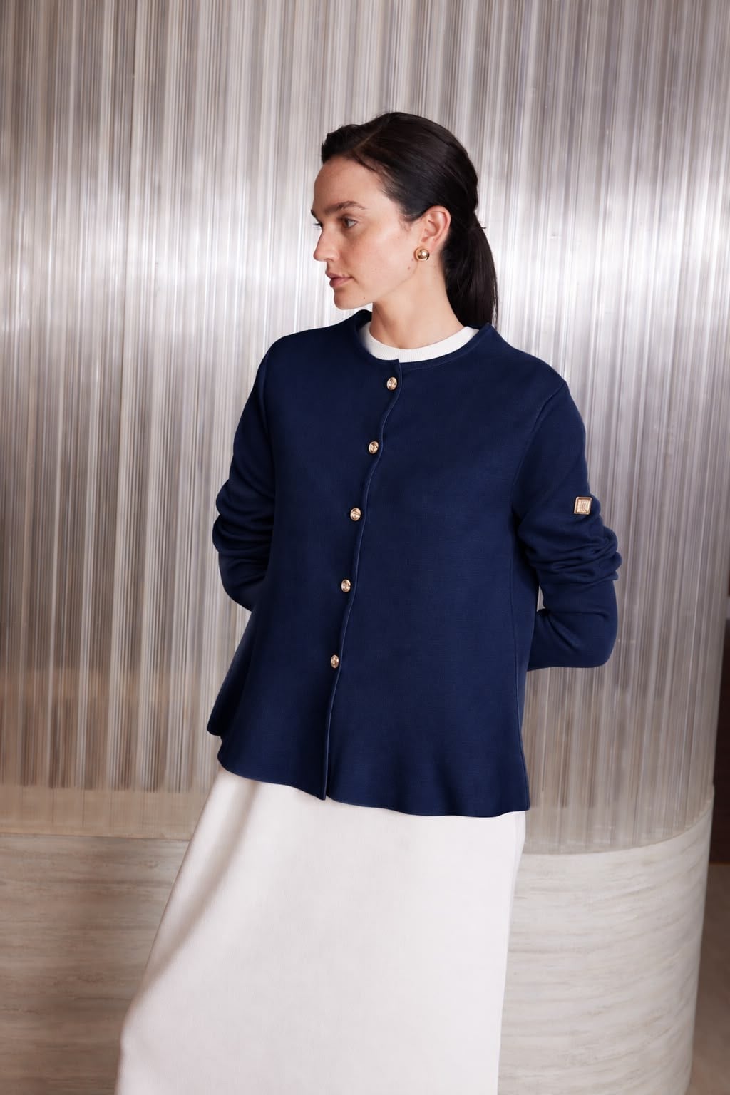 MİSSEMRAMİSS 5432 PEPLUM TRİKO HIRKA-Lacivert