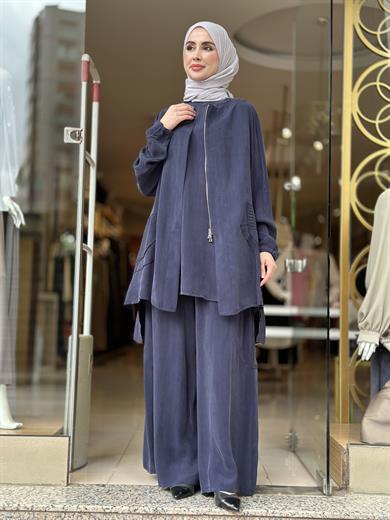 Misswhence İpek Cupra Pantolon Takım - Lacivert