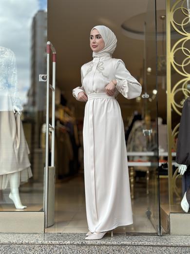 Senna Ribbon Elbise - Taş