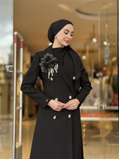 Senna Rose Stone Elbise  - Siyah