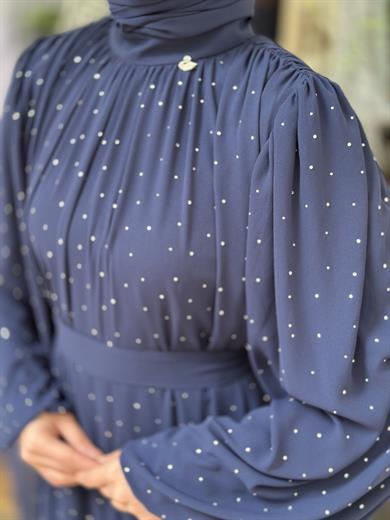 Senna Veluna Elbise - Lacivert 