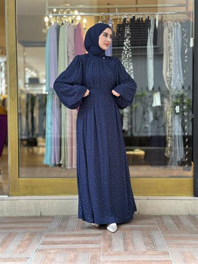 Senna Veluna Elbise - Lacivert 