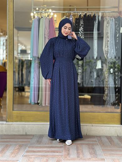 Senna Veluna Elbise - Lacivert 