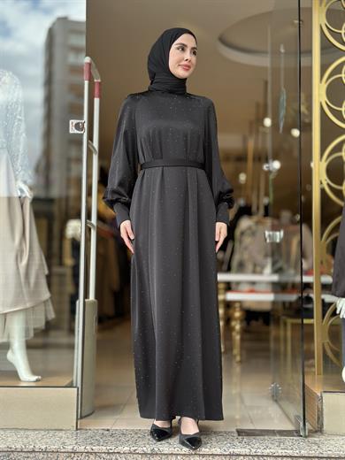 Senna Veluna Elbise -Siyah