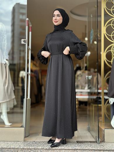 Senna Veluna Elbise -Siyah