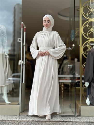 Senna Veluna Elbise - Taş