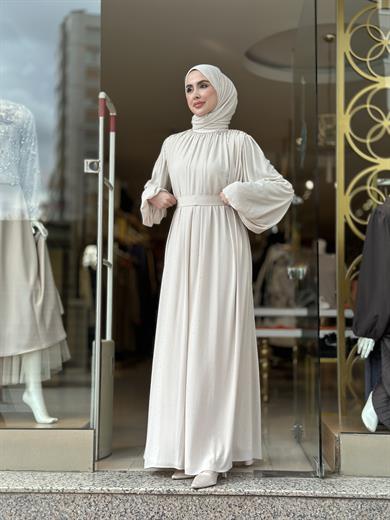 Senna Veluna Elbise - Taş