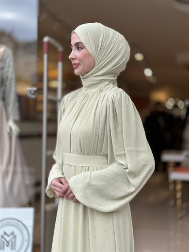 Senna Veluna Elbise - Yeşil