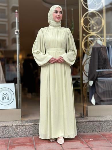 Senna Veluna Elbise - Yeşil