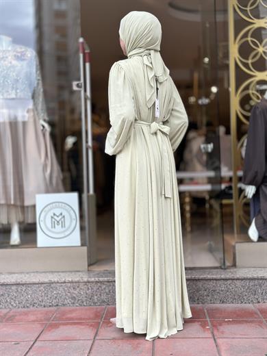 Senna Veluna Elbise - Yeşil