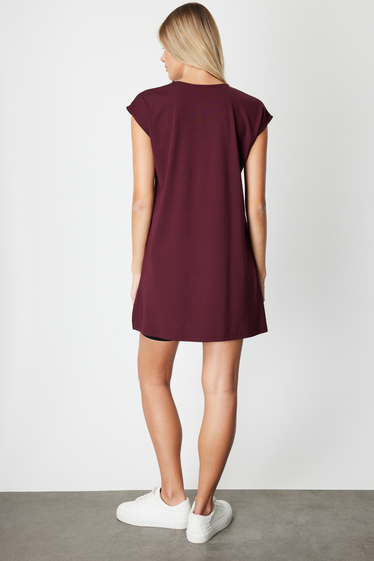 Sıfır Yaka Uzun Basic Tunik - Bordo