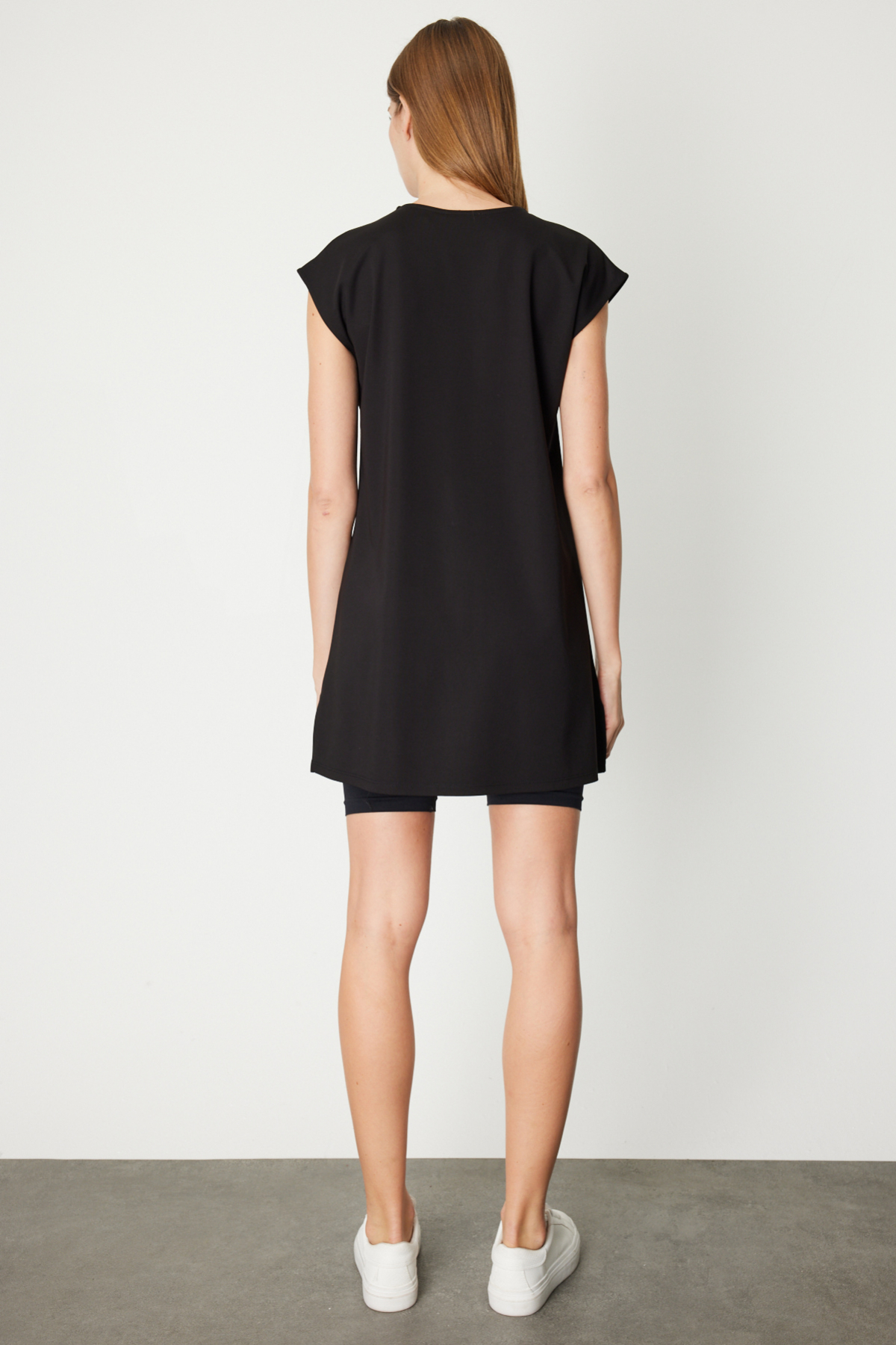 Sıfır Yaka Uzun Basic Tunik - Siyah