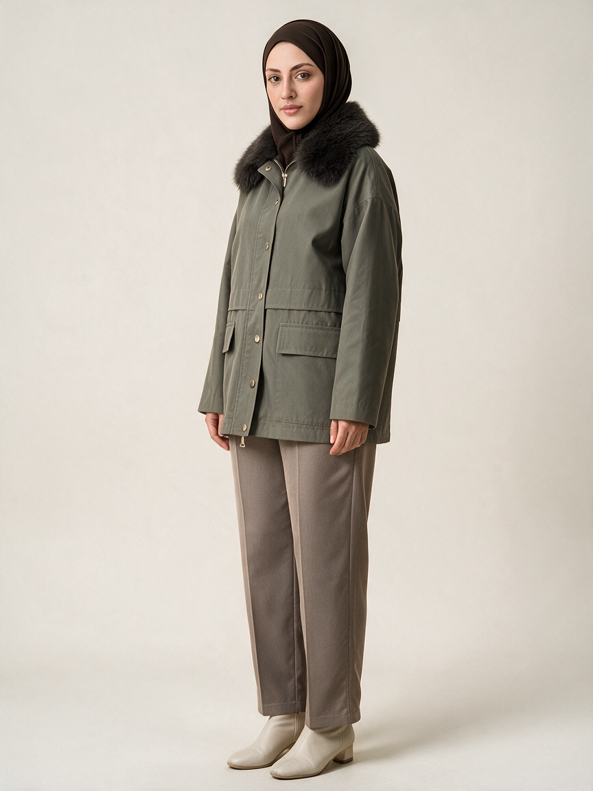 Special Kürklü Parka  - Vizon 
