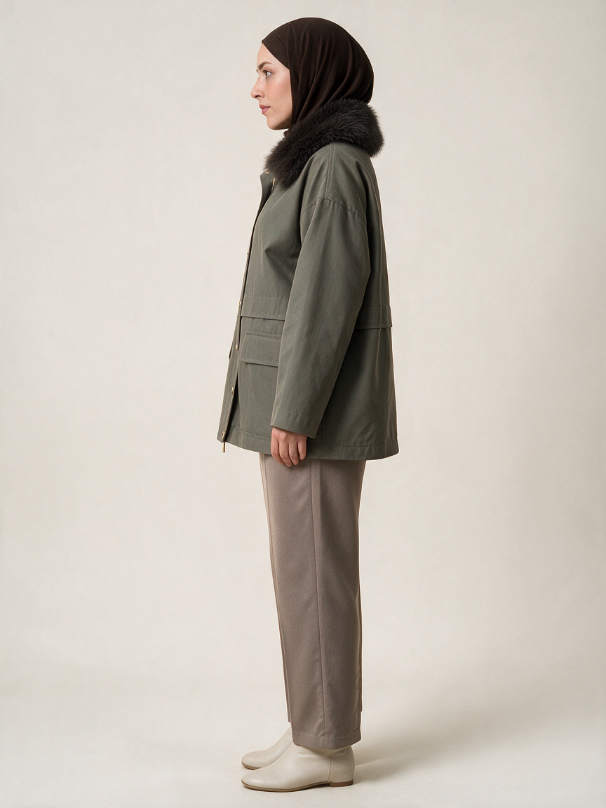 Special Kürklü Parka  - Vizon 