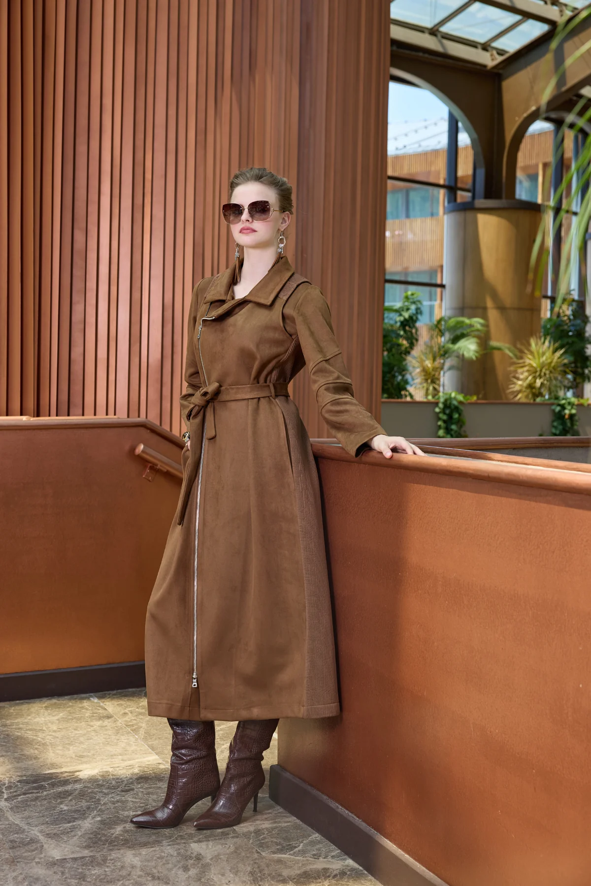 Süet Pardesü - Taba