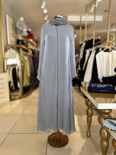 Taş İşlemeli Düz Ferace - Gri