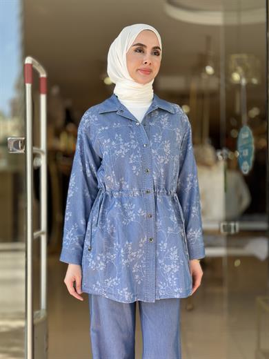 Tencel Ceket Pantolon Takım - Mavi