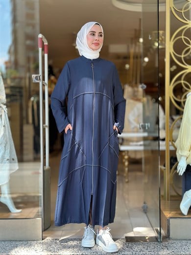 Tencel Taş Detaylı  kap - Lacivert 