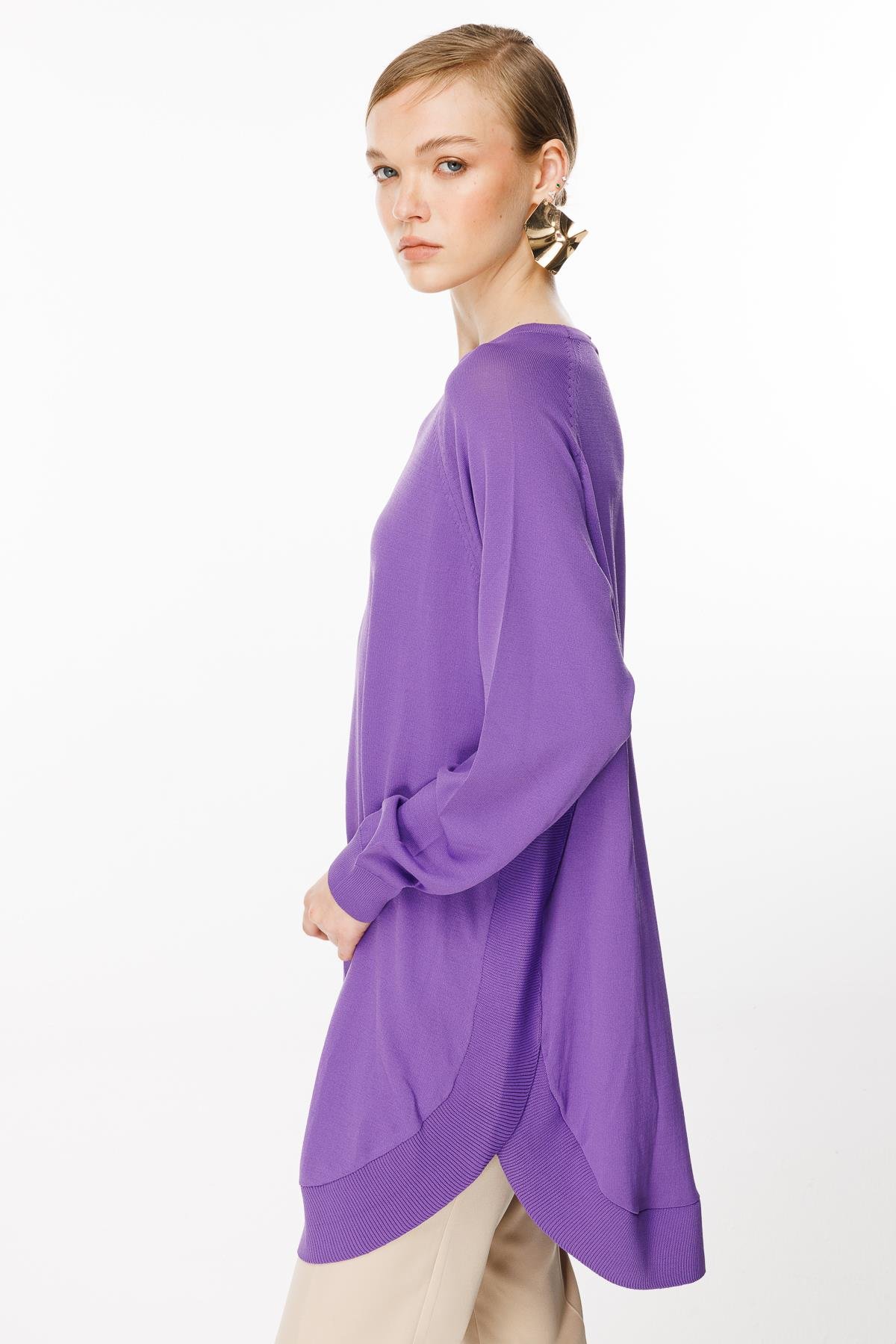 Triko Merserize Tunik - Mor