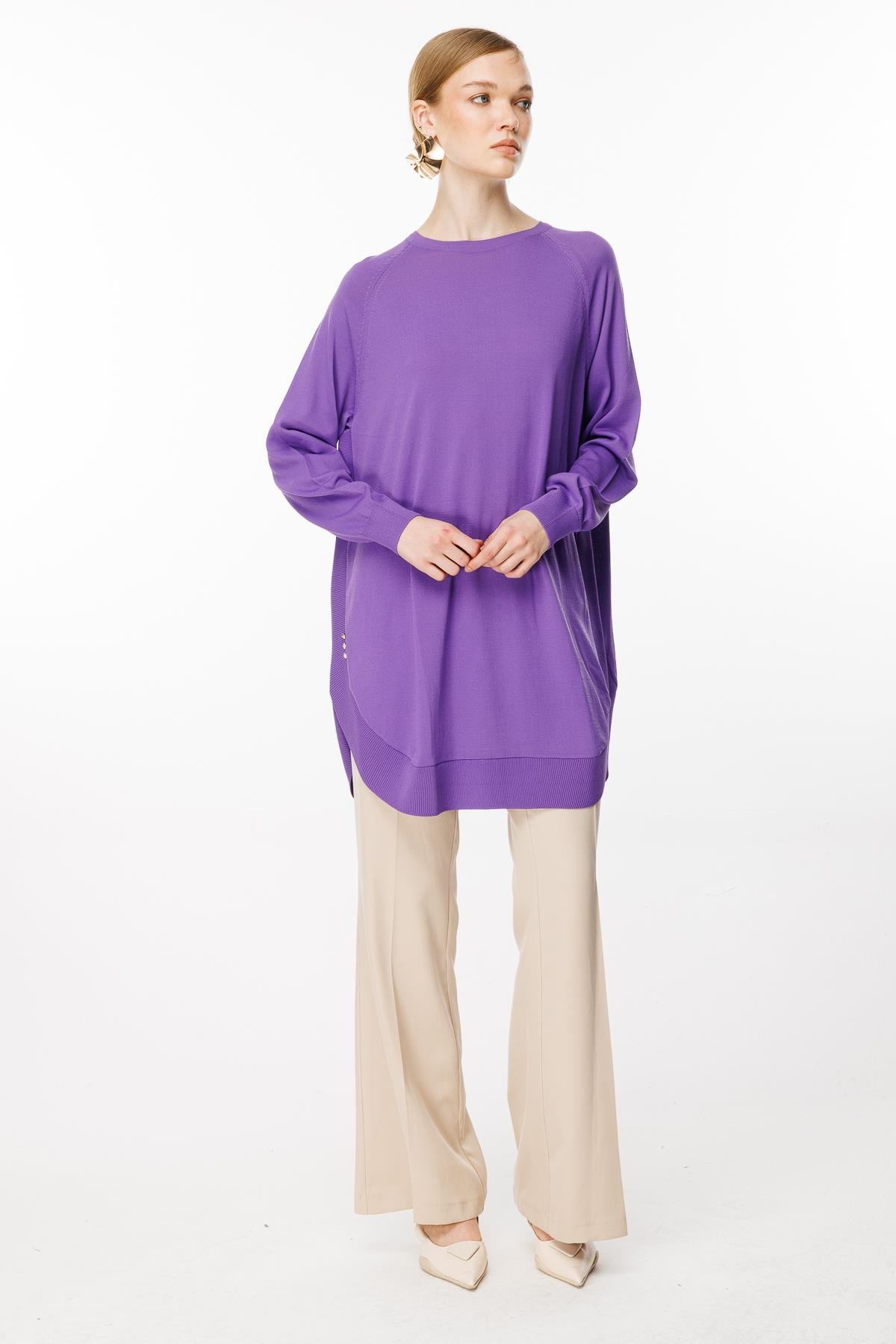 Triko Merserize Tunik - Mor