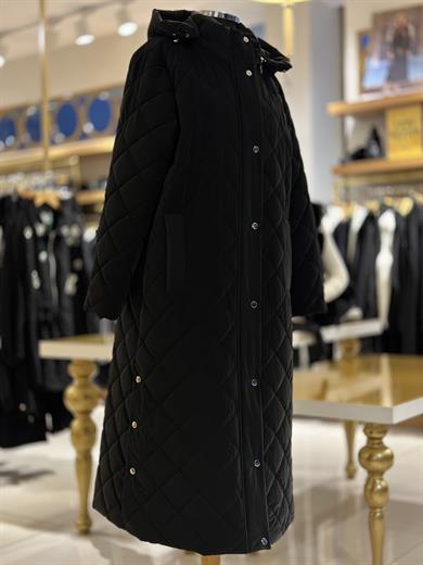 Yanları Düğmeli Şişme Mont - Siyah