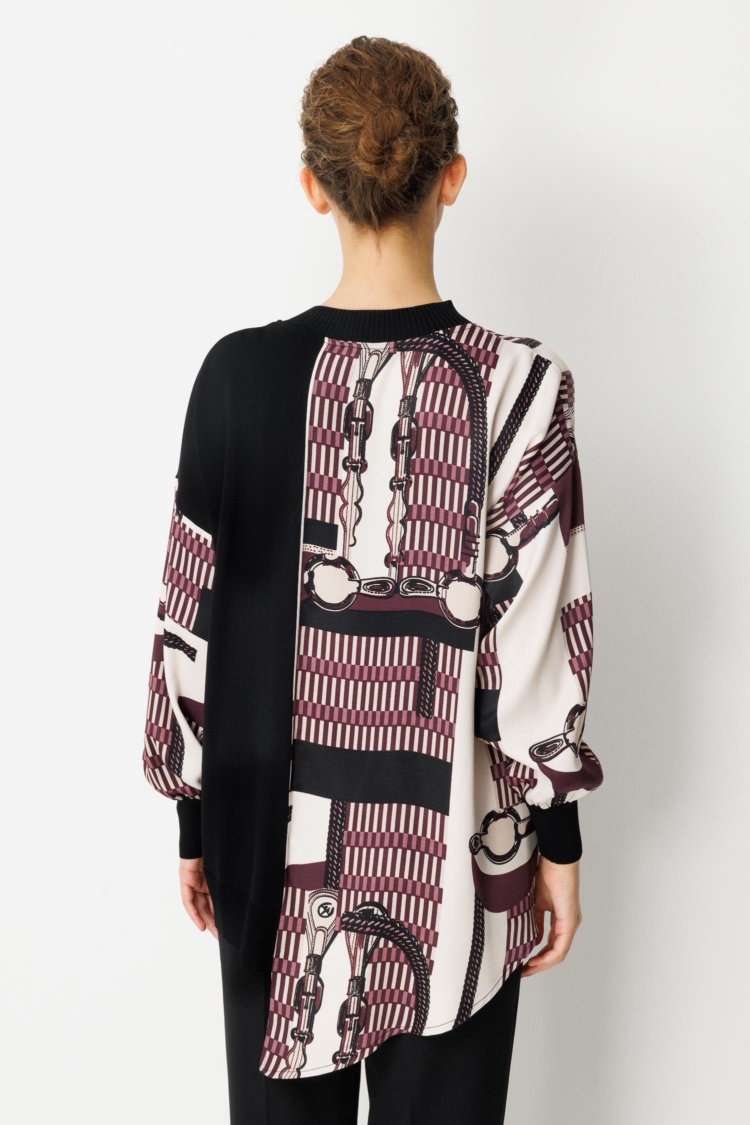 Zincir Desen Fermuarlı Tunik - Bordo