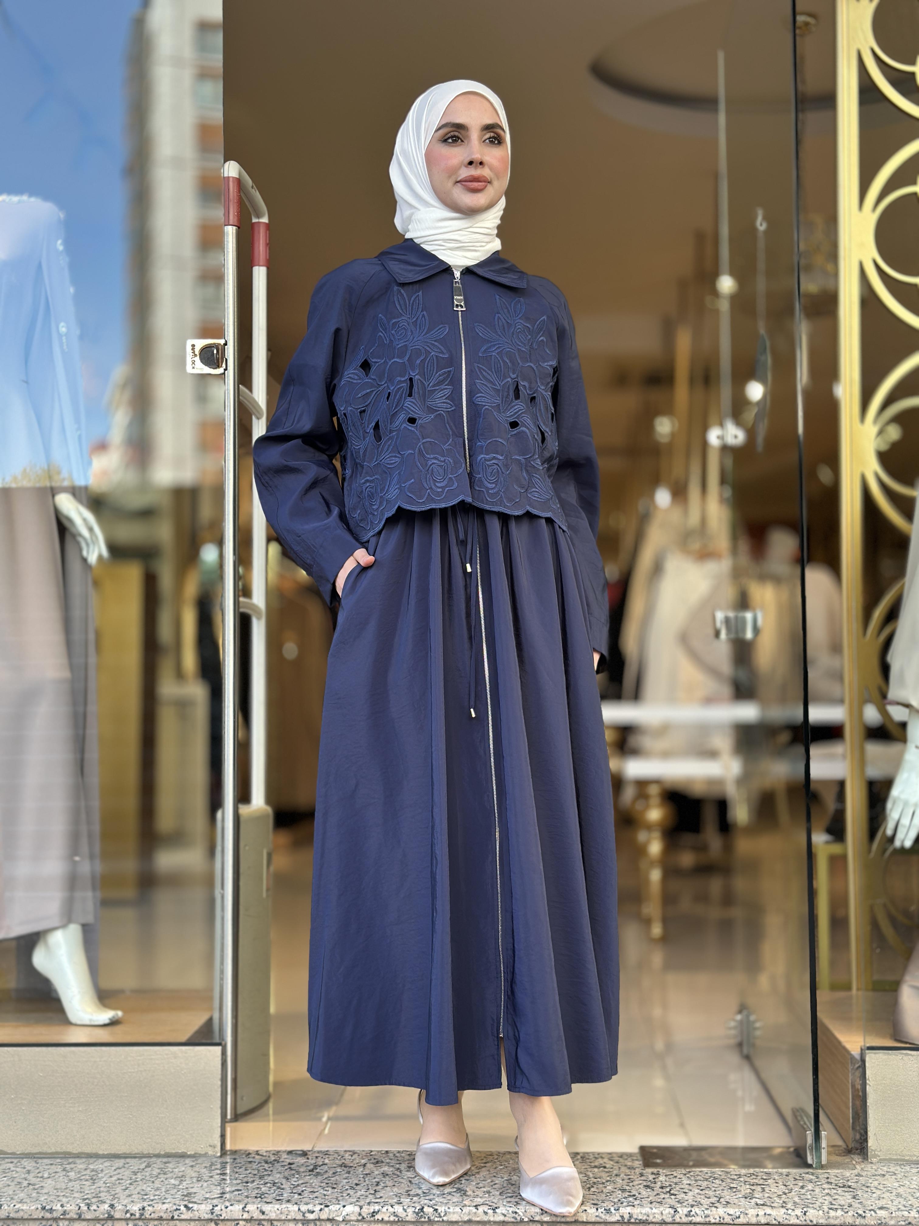 Grace Cut Elbise - Lacivert 