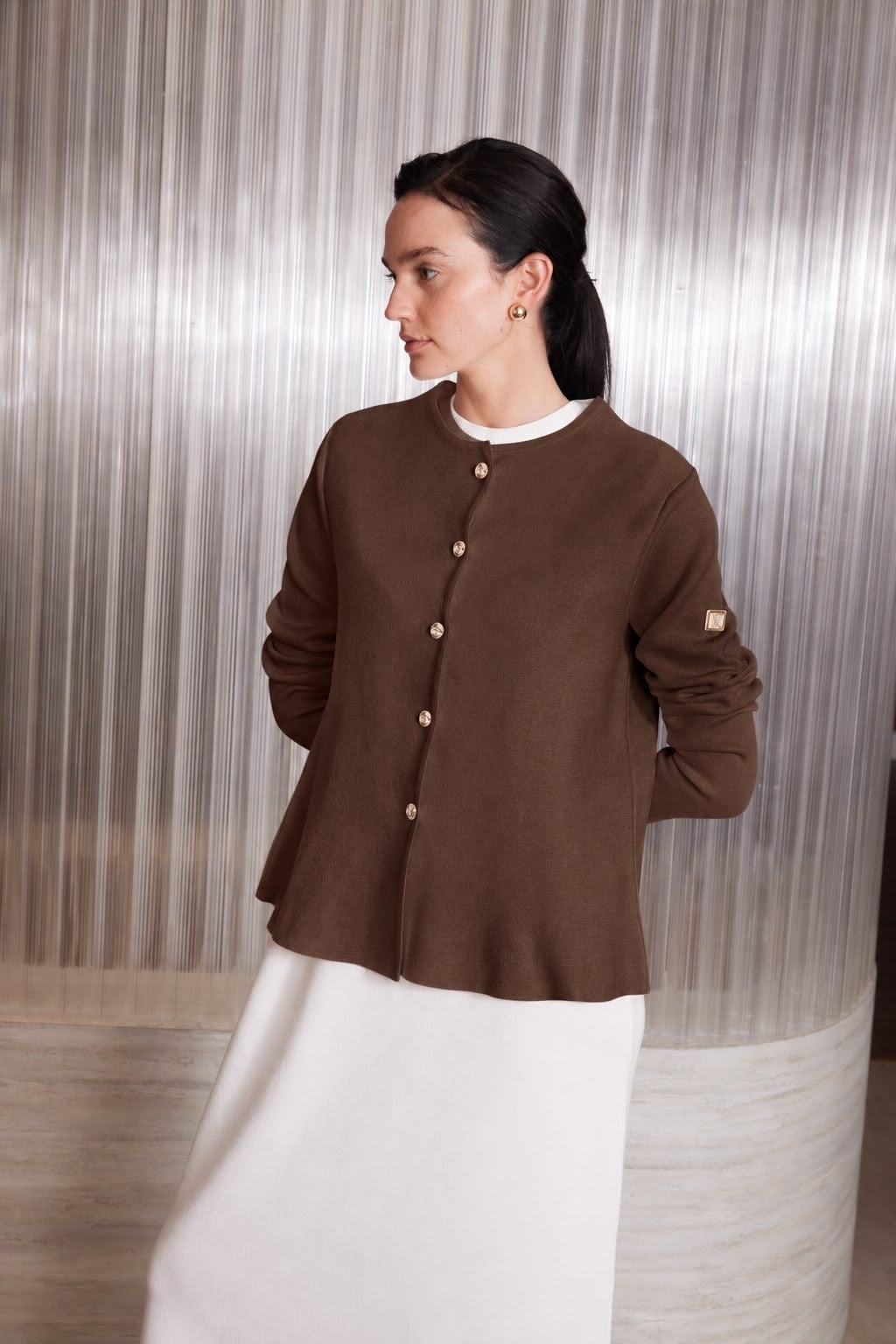 MİSSEMRAMİSS 5432 PEPLUM TRİKO HIRKA-Kahverengi