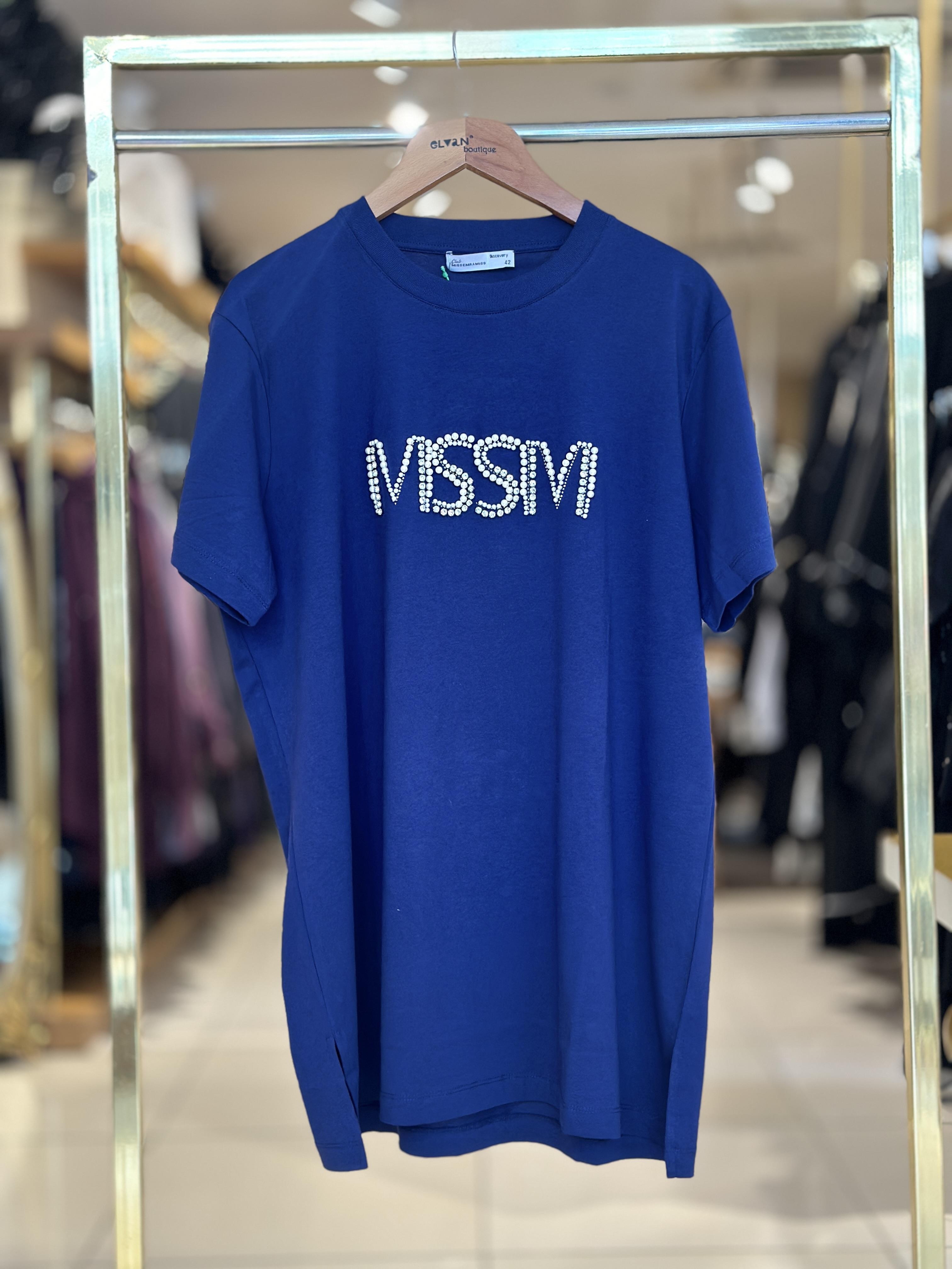 Msm Taşlı T-shirt - Lacivert