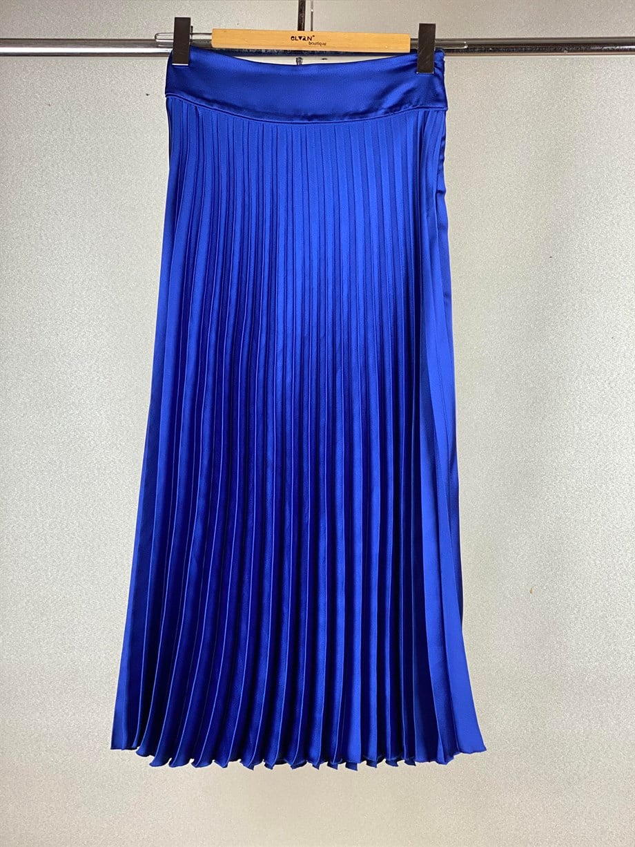 Saten Piliseli Etek - Saks