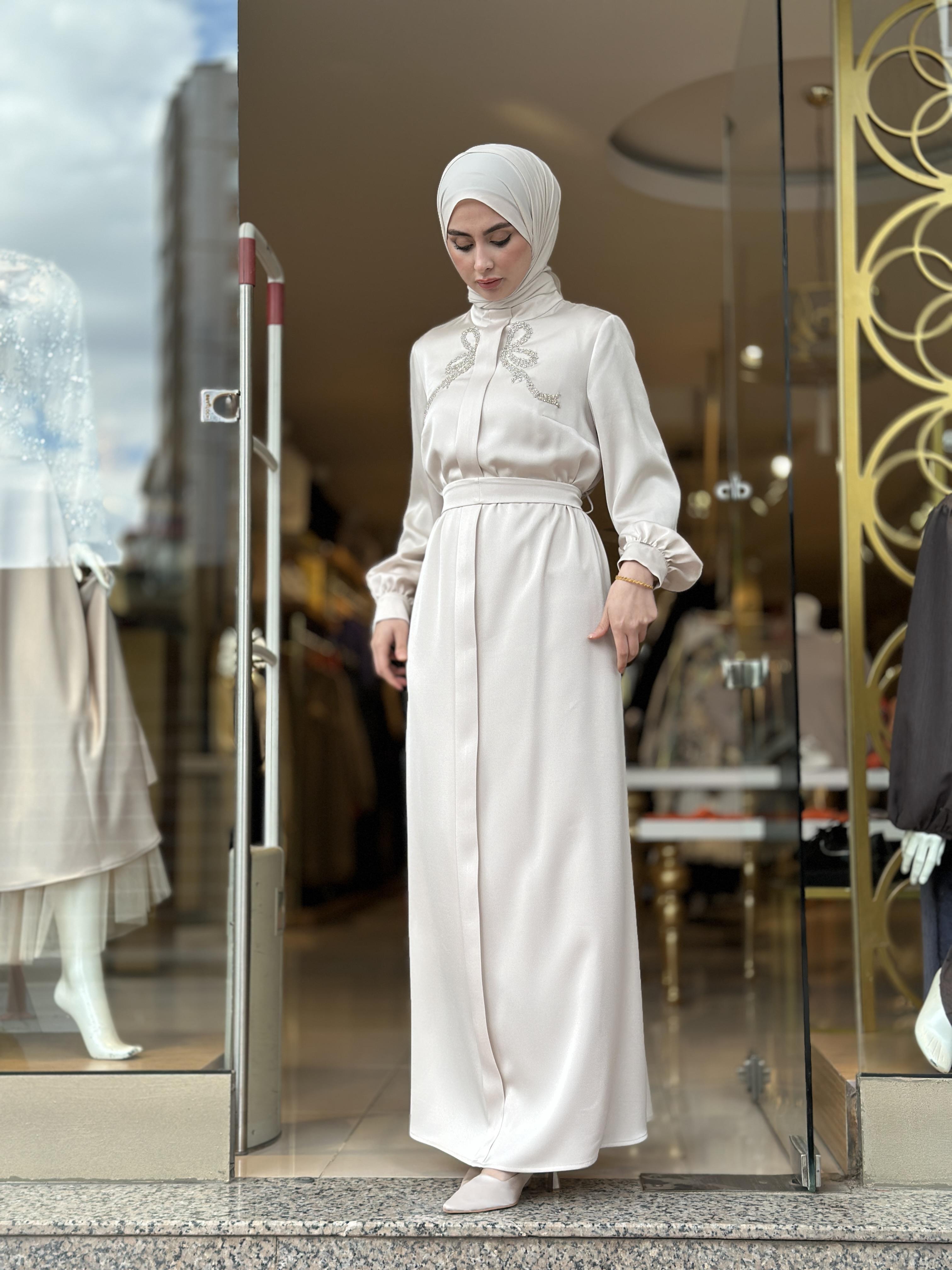 Senna Ribbon Elbise - Taş