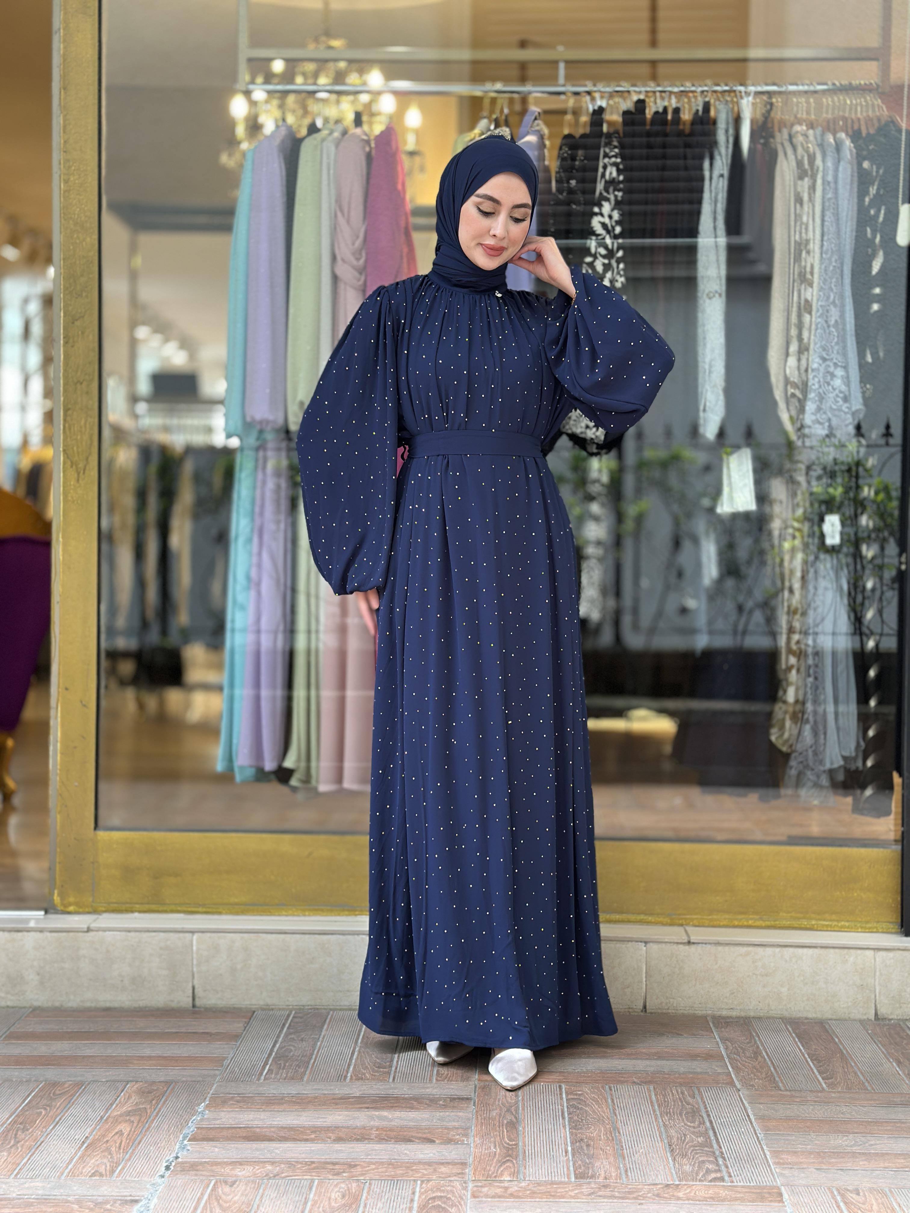 Senna Veluna Elbise - Lacivert 