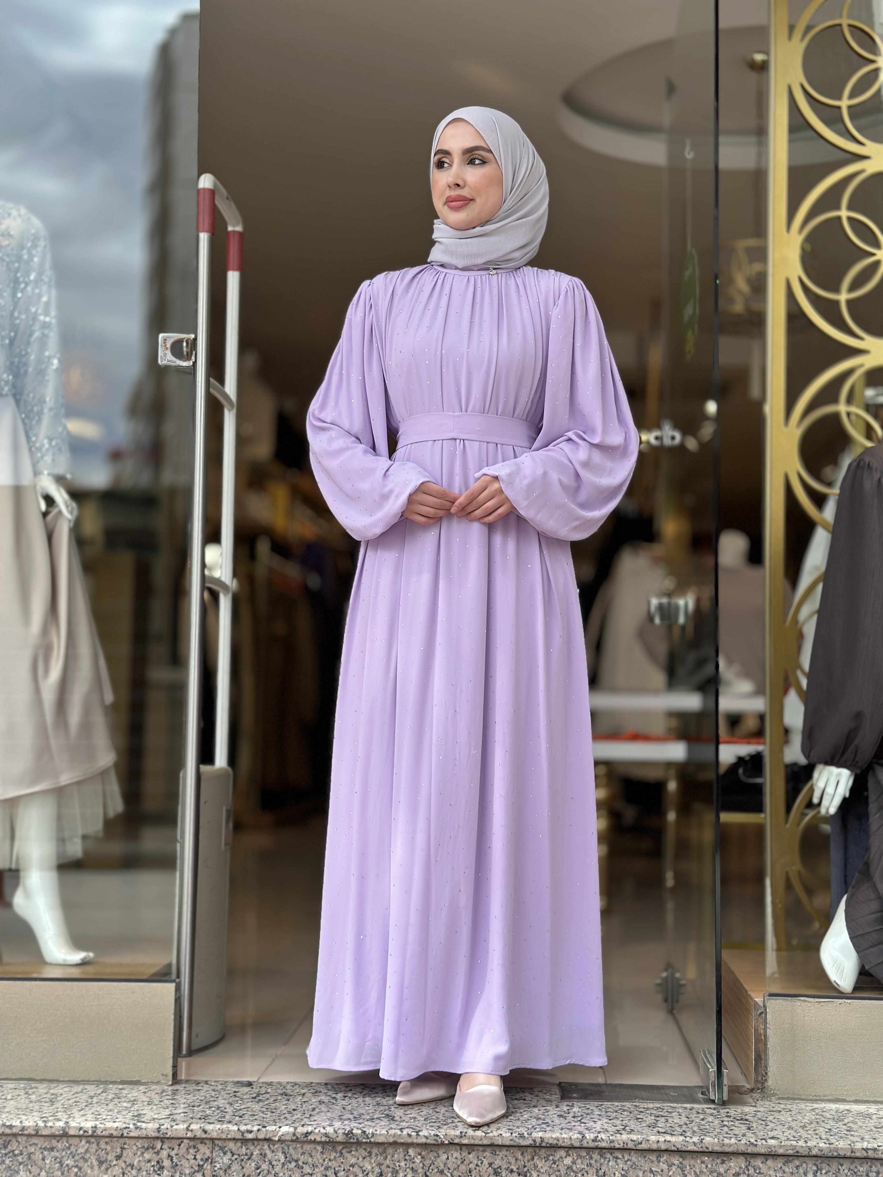 Senna Veluna Elbise - Lila