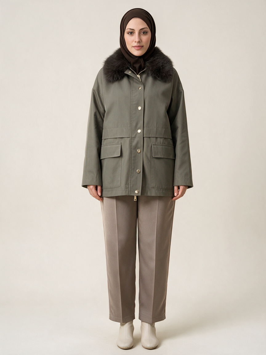 Special Kürklü Parka  - Vizon 
