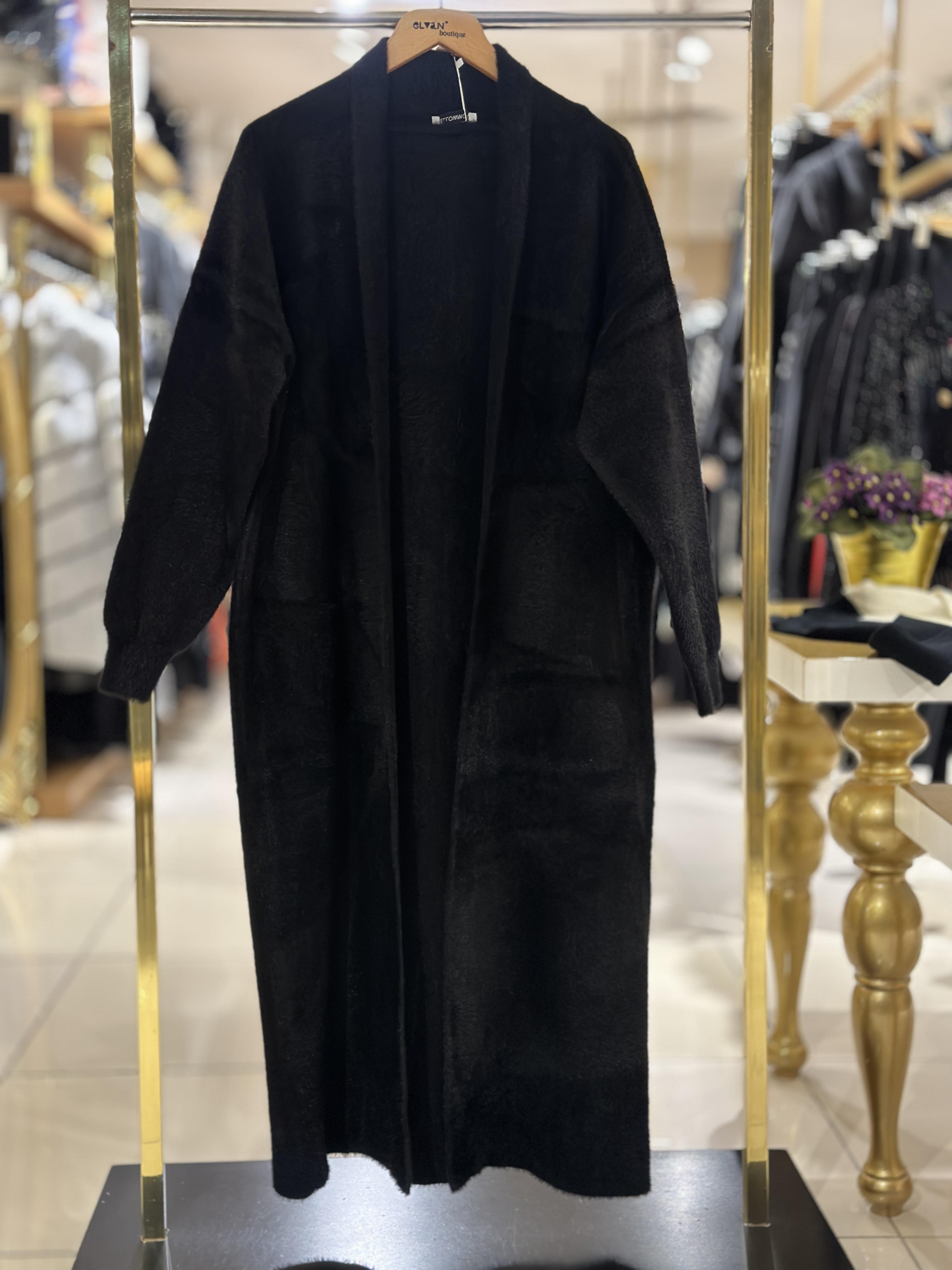 Uzun Angora Hırka - Siyah