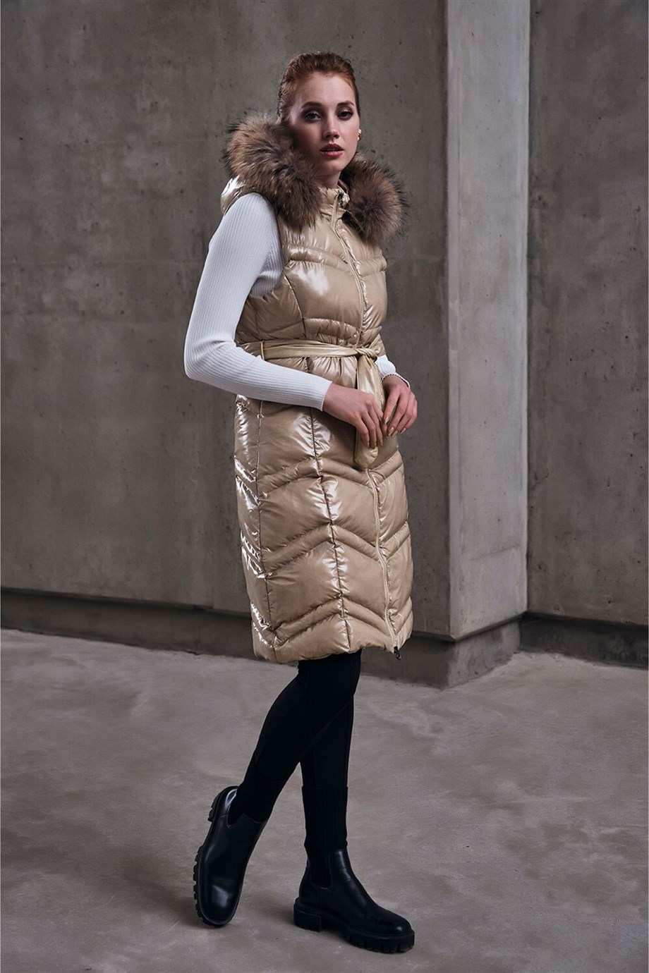 WOMANİA 18273 NAPOLİ VEST YELEK - BEJ-BEJ