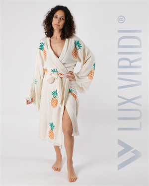 Lux Viridi Antik Kimono Kaftan Ananas Motif