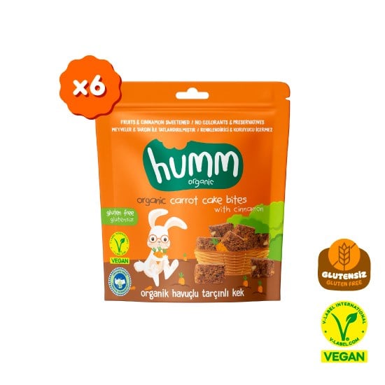 Organik Glutensiz Vegan Havuçlu ve Tarçınlı Kek Atıştırmalık Paketi - 6 adet