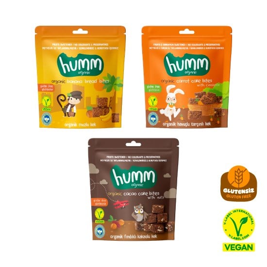 Organik Glutensiz Vegan Kek Atıştırmalık Paketi - 3 adet (3 çeşit)