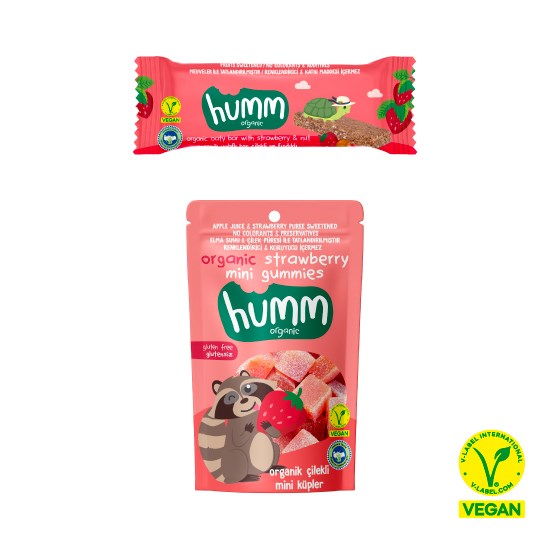 Organik Vegan Çilekli Atıştırmalık Paketi - 2 adet (2 çeşit)