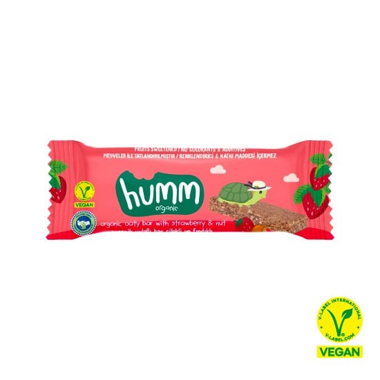 Organik Vegan Çilekli ve Fındıklı Yulaf Bar - 27g