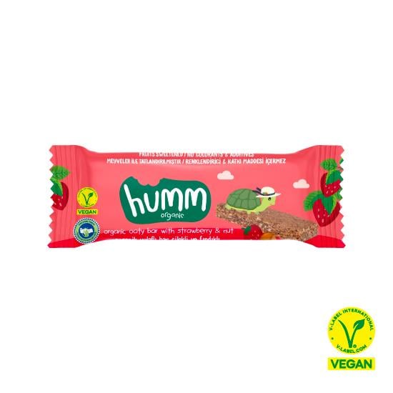 Organik Vegan Çilekli ve Fındıklı Yulaf Bar - 27g