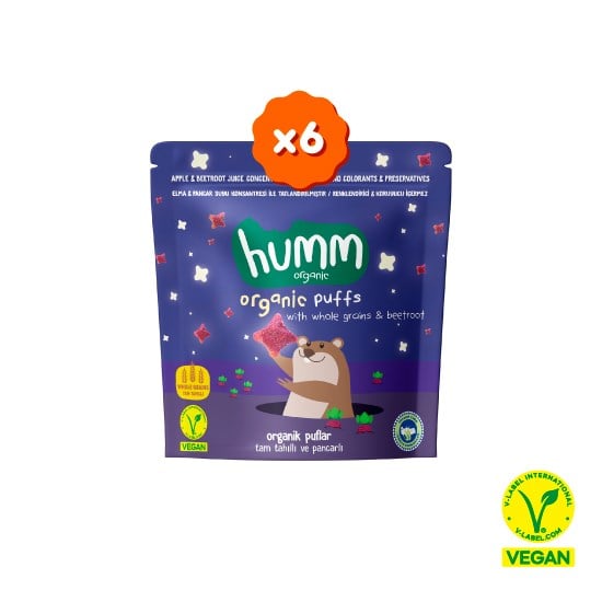 Organik Vegan Pancarlı ve Tam Tahıllı Puflar Atıştırmalık Paketi - 6 adet