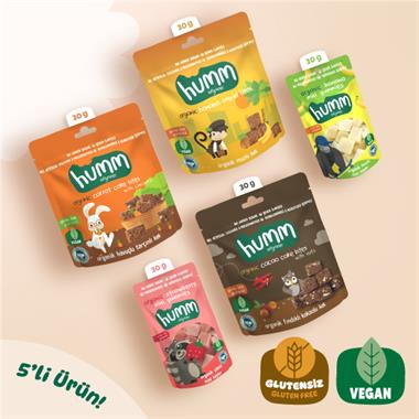 Organik Glutensiz Vegan Kek & Mini Küp Atıştımalık Paketi - 5 adet (5 çeşit)