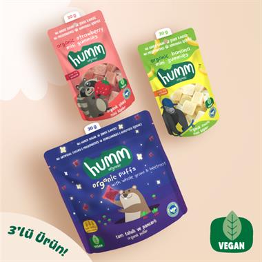 Organik Vegan Puf & Meyveli Mini Küpler Atıştırmalık Paketi - 3 Adet (3 çeşit)