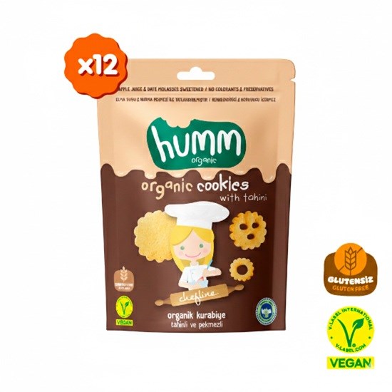 Organik Tahinli ve Pekmezli Vegan Kurabiye Atıştırmalık Paketi - 12 adet
