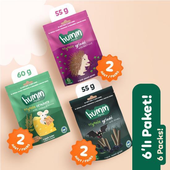 Organic Savory Cracker & Grissini Snack Pack - 6 Pieces (3 Varieties)