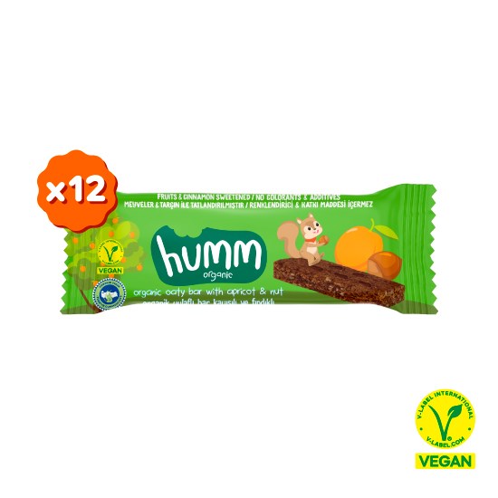 Organik Vegan Kayısılı ve Fındıklı Yulaf Bar Atıştırmalık Paketi - 12 adet